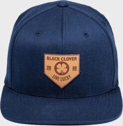 Rawlings Black Clover Leather Patch Flat Bill Hat