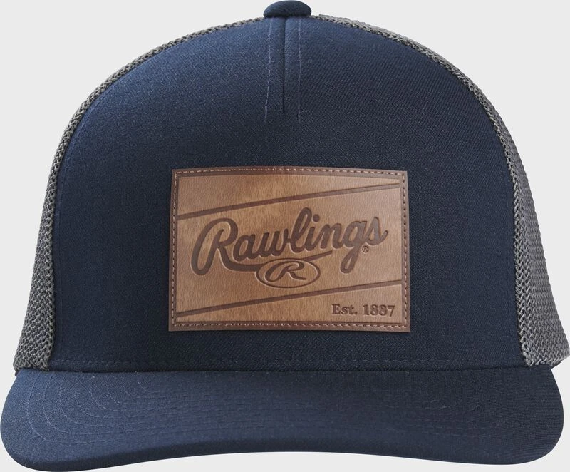 Rawlings Leather Patch Mesh Snapback Hat 1 Rawlings Leather Patch Mesh Snapback Hat