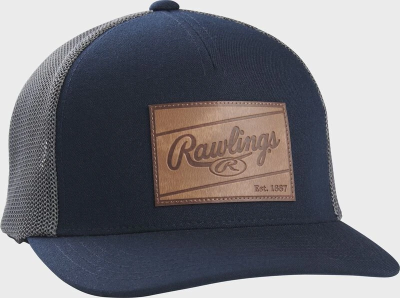 Rawlings Leather Patch Mesh Snapback Hat 3 Rawlings Leather Patch Mesh Snapback Hat - Image 3